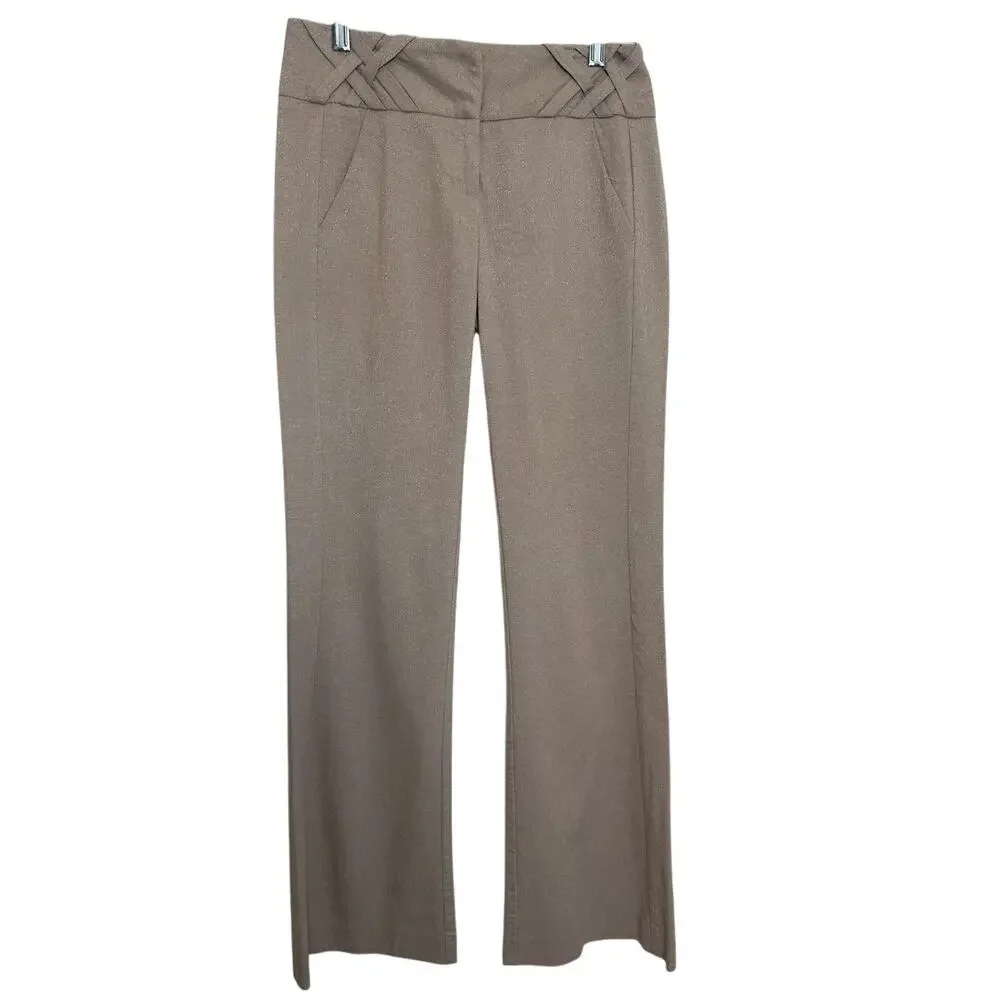 Vintage bebe Pants Made USA Size 2 Taupe Metallic Shimmer Straight Leg Y2K - Picture 11 of 11